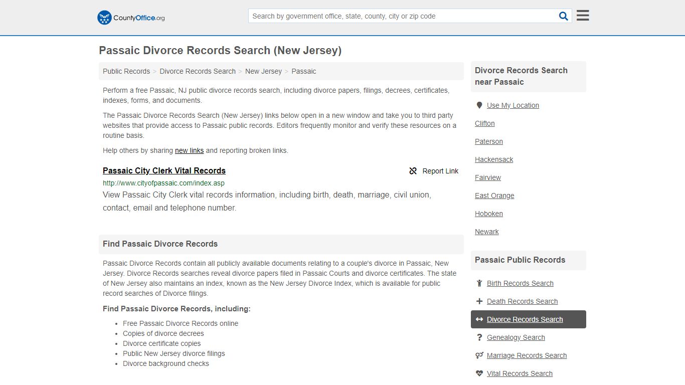 Passaic Divorce Records Search (New Jersey) - County Office